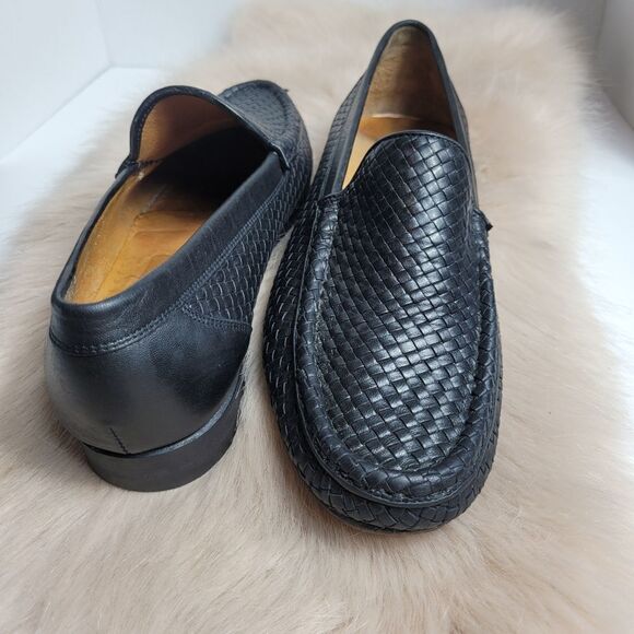 Allen Edmonds Roma Woven Black Leather Loafer Shoes - Picture 5 of 6